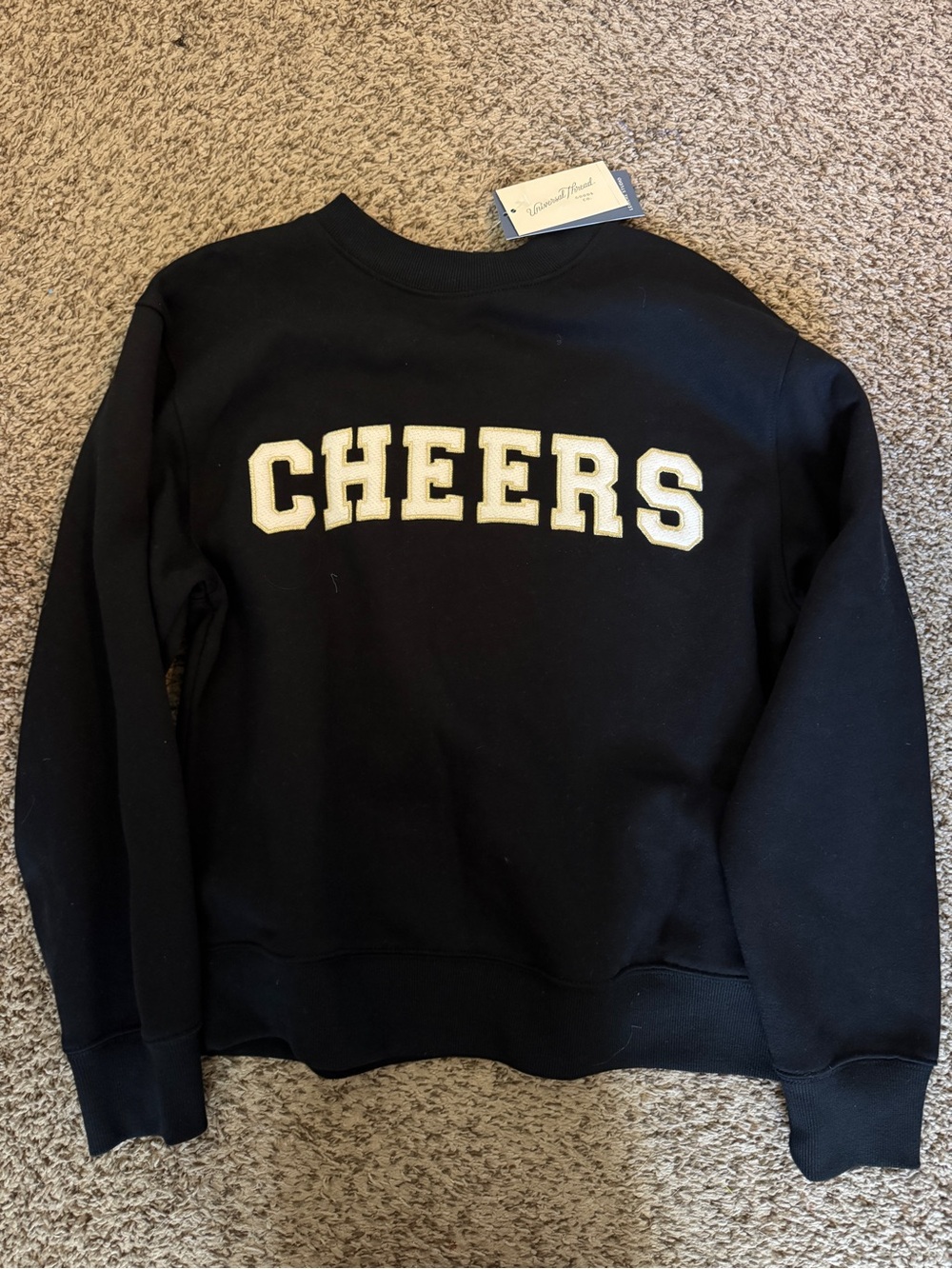 NWT Black Sweatshirt with CHEERS Applique